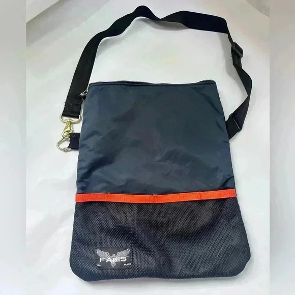 USA FARIS NAVY BLUE ORANGE FOLDOVER MESSENGER BAG - Picture 5 of 8